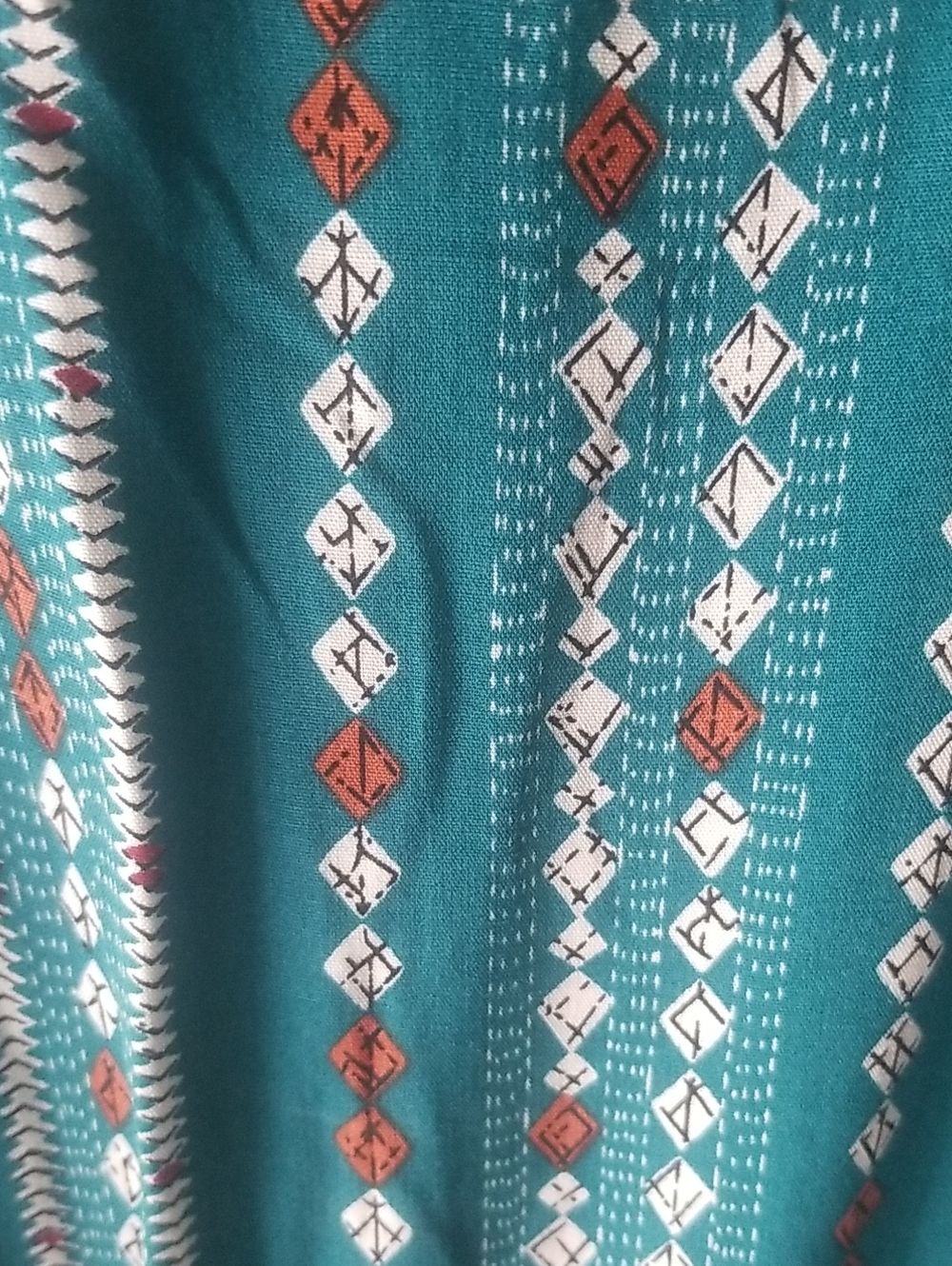 Teal Patterned Ruffle Sleeve Dress - Picture 9 of 11